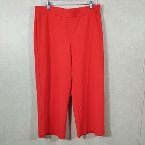 02131 Stacy London orangish red knit pull on wide leg pants L NEW